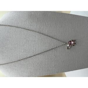 Elephant Pendant Necklace with Pink Glass Gemstone  C90